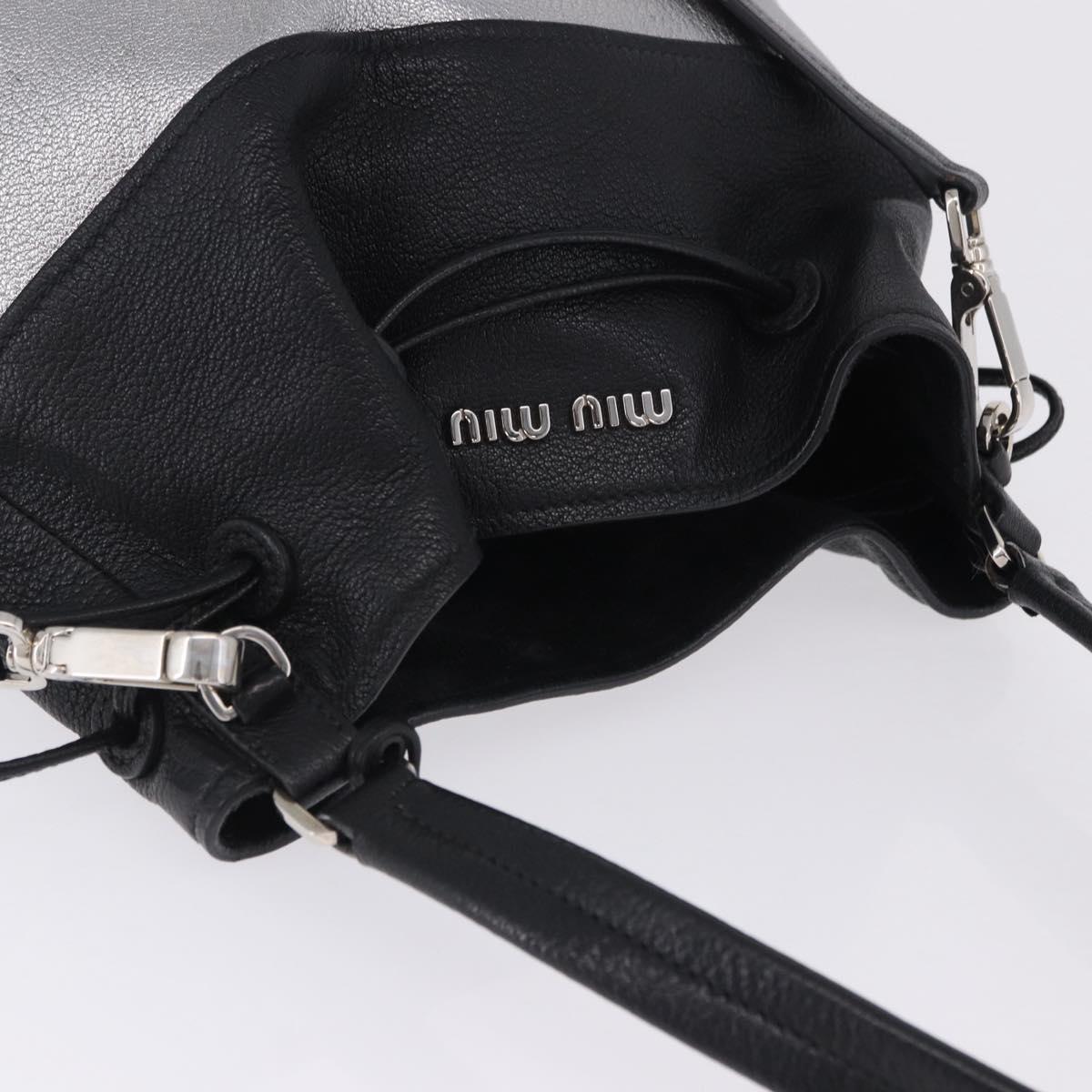 Miu Miu Shoulder Bag Leather Silver R1129C Auth am12389A