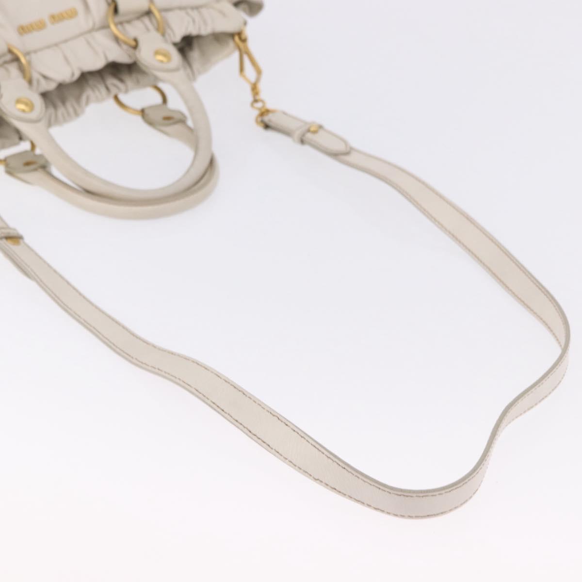 Miu Miu Hand Bag Leather 2way White Gold RT0383 Auth am12391V