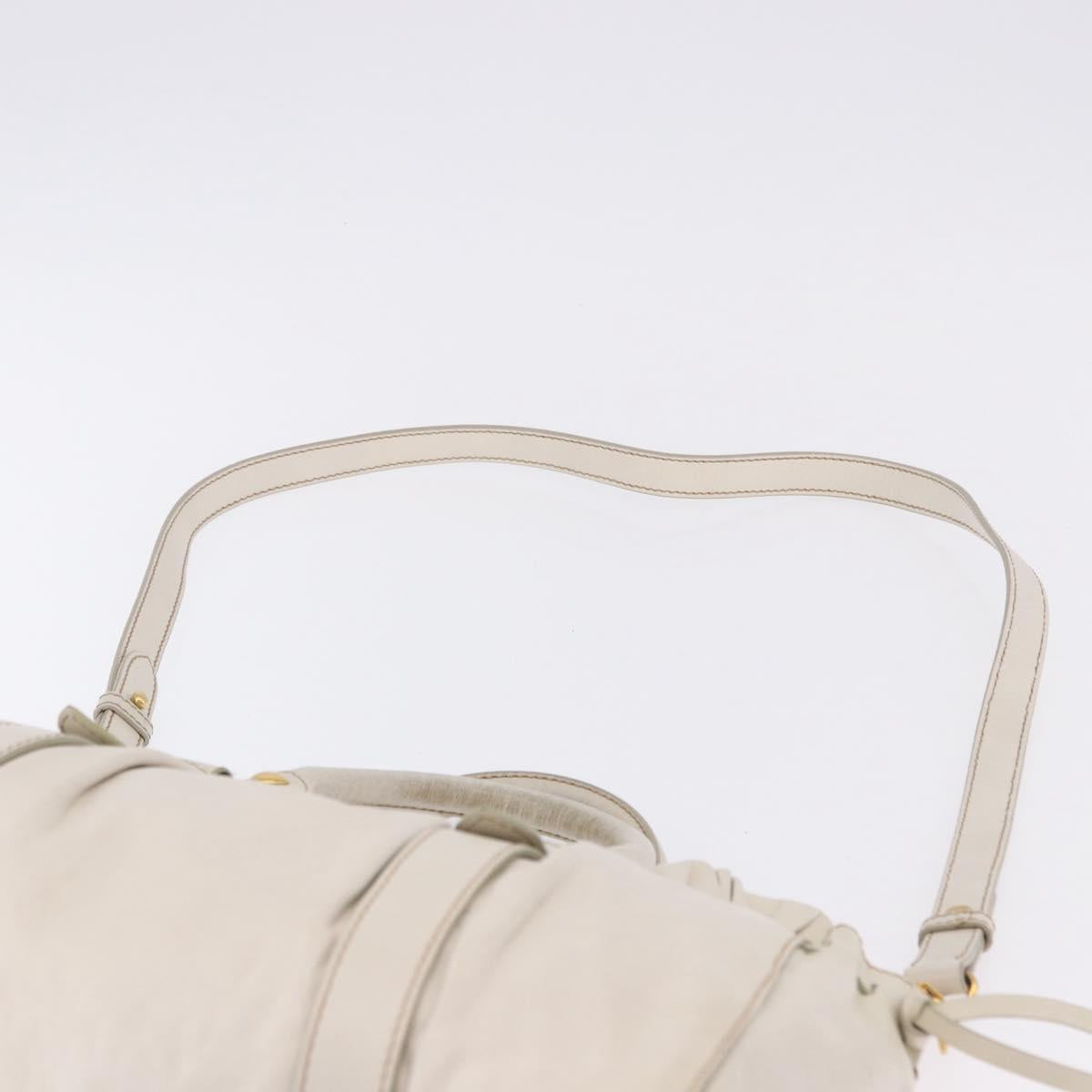 Miu Miu Hand Bag Leather 2way White Gold RT0383 Auth am12391V