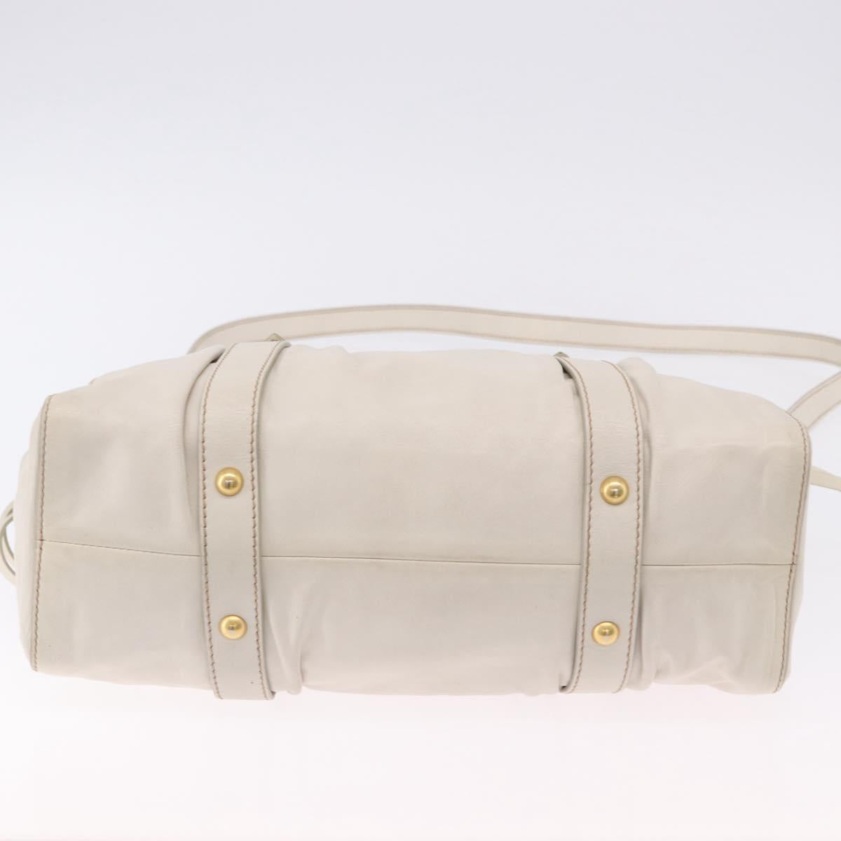 Miu Miu Hand Bag Leather 2way White Gold RT0383 Auth am12391V