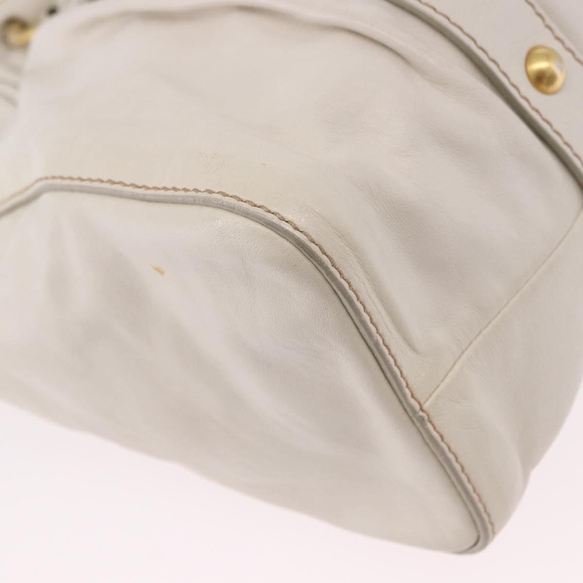 Miu Miu Hand Bag Leather 2way White Gold RT0383 Auth am12391V