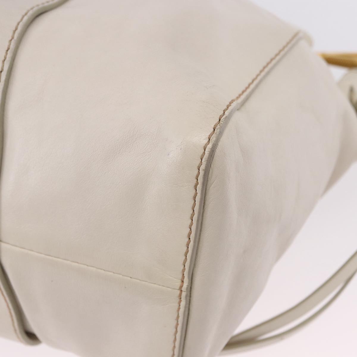 Miu Miu Hand Bag Leather 2way White Gold RT0383 Auth am12391V
