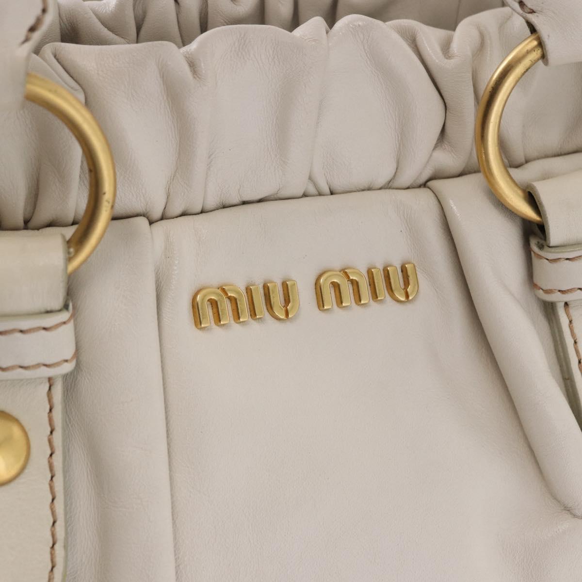 Miu Miu Hand Bag Leather 2way White Gold RT0383 Auth am12391V