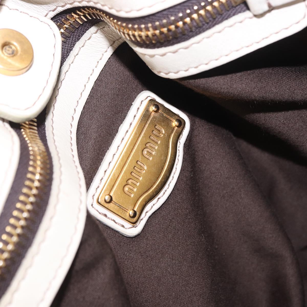 Miu Miu Hand Bag Leather 2way White Gold RT0383 Auth am12391V