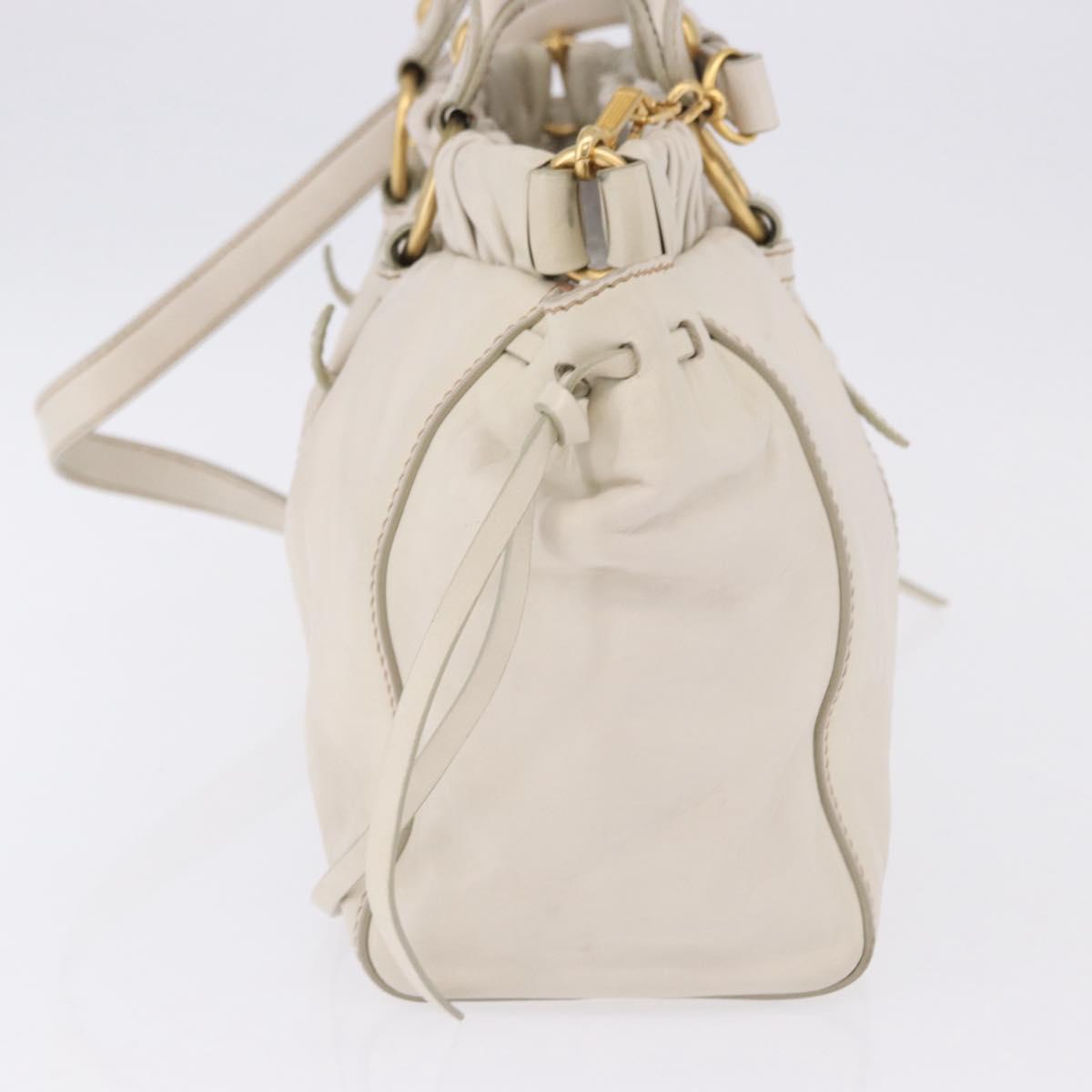 Miu Miu Hand Bag Leather 2way White Gold RT0383 Auth am12391V