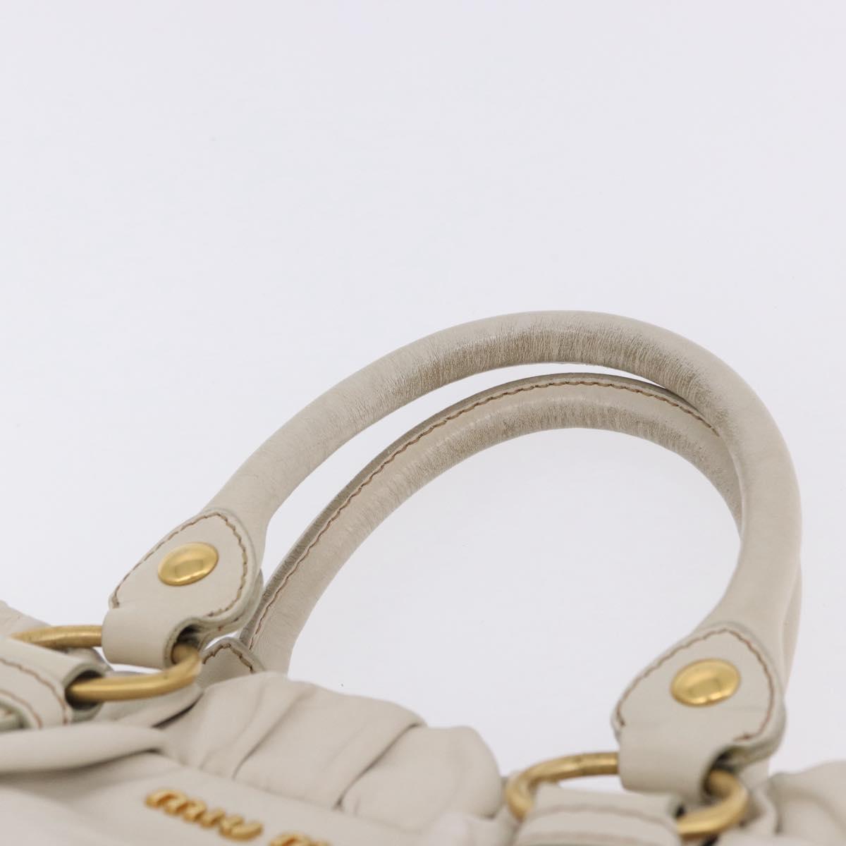 Miu Miu Hand Bag Leather 2way White Gold RT0383 Auth am12391V