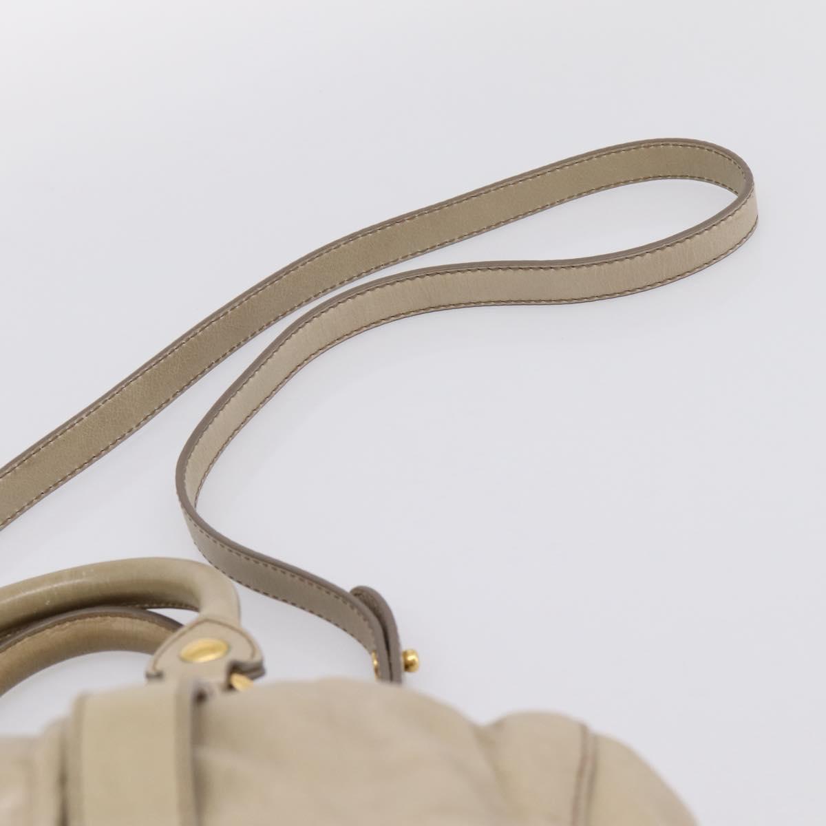 Miu Miu Hand Bag Leather 2way Beige Gold RT0383 Auth am12392V