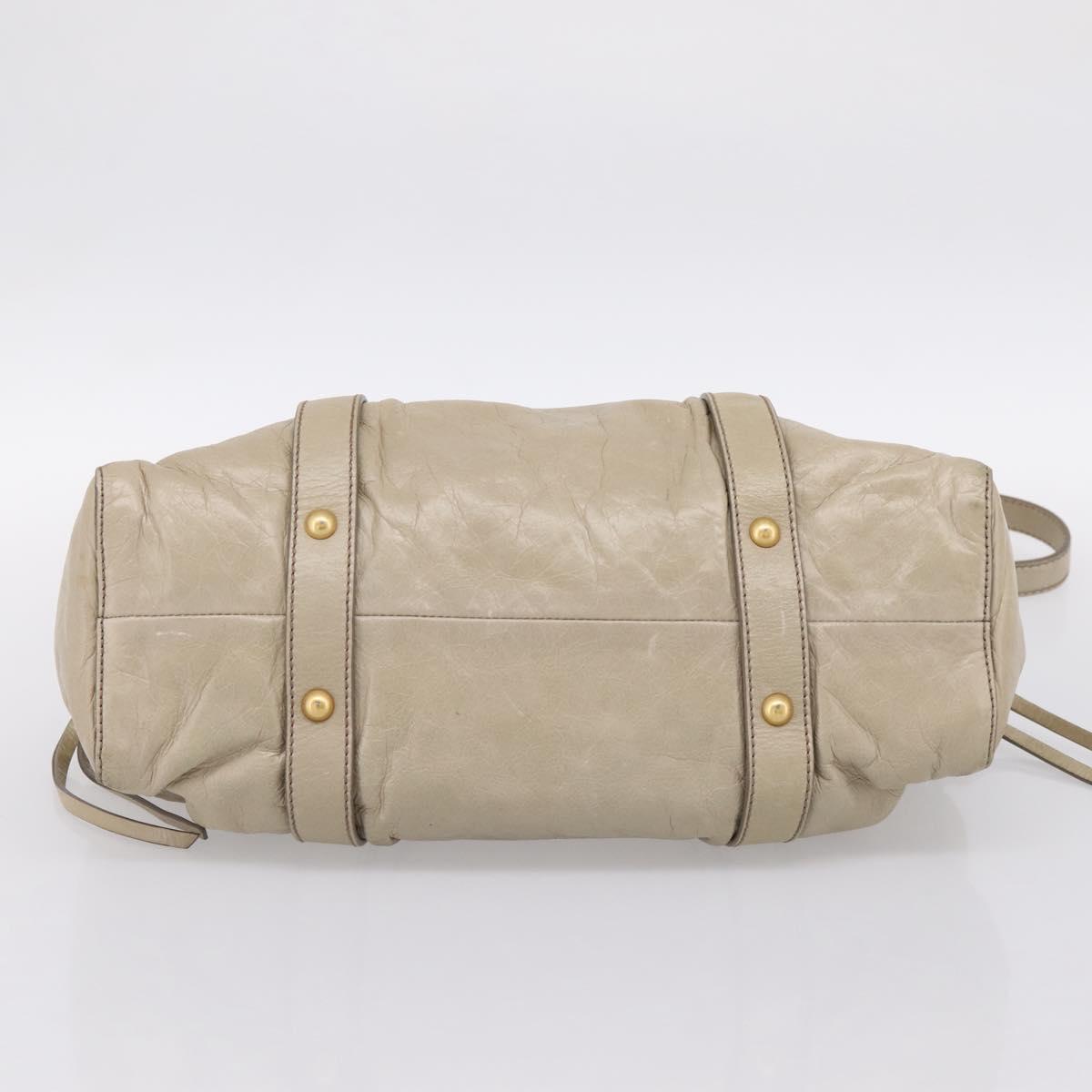 Miu Miu Hand Bag Leather 2way Beige Gold RT0383 Auth am12392V