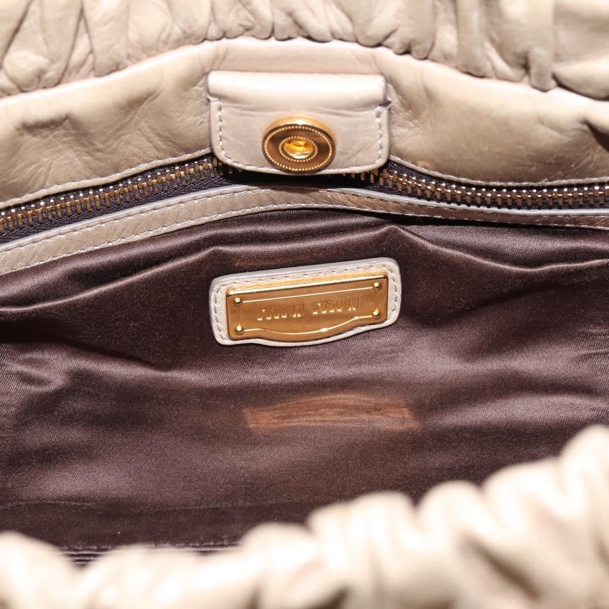 Miu Miu Hand Bag Leather 2way Beige Gold RT0383 Auth am12392V