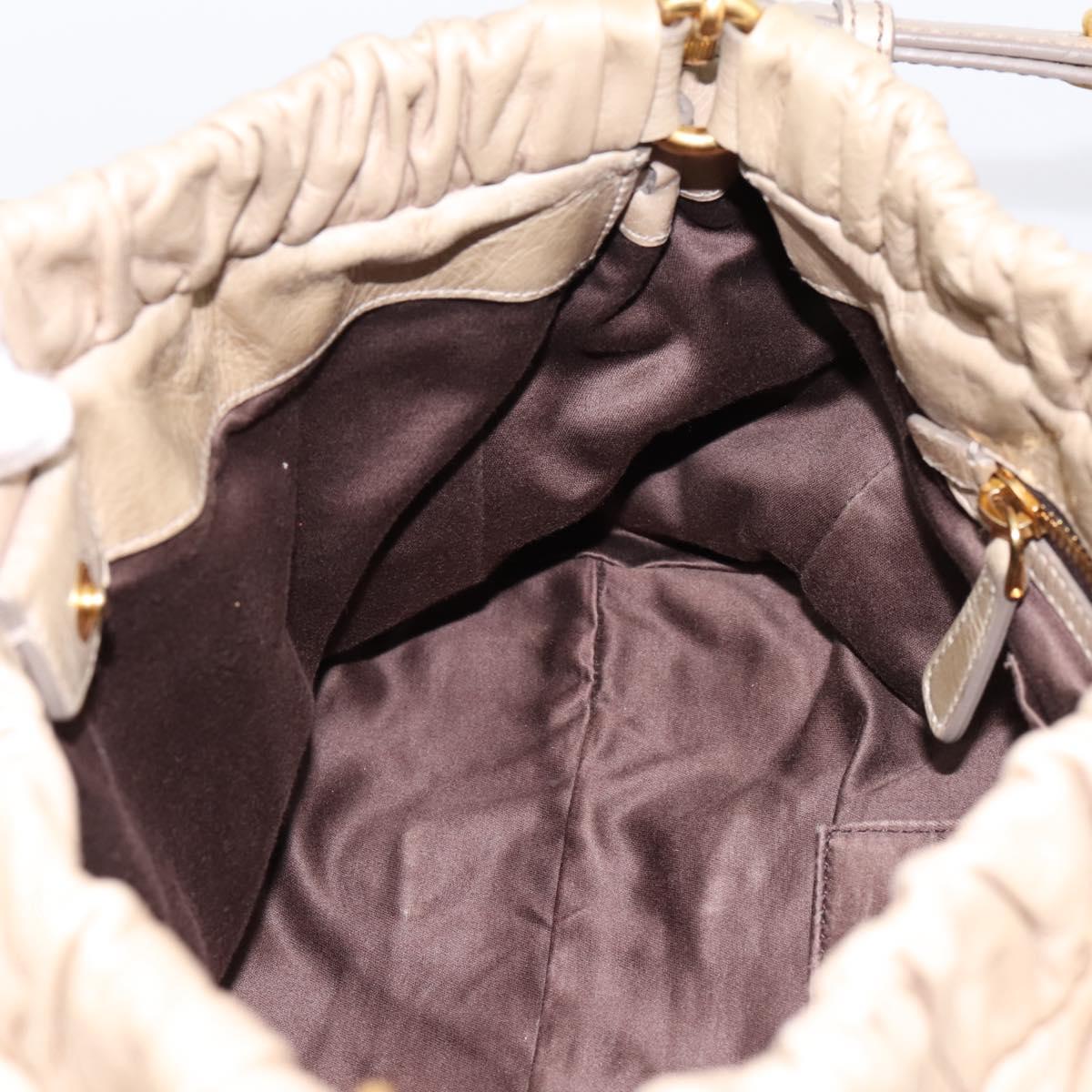 Miu Miu Hand Bag Leather 2way Beige Gold RT0383 Auth am12392V