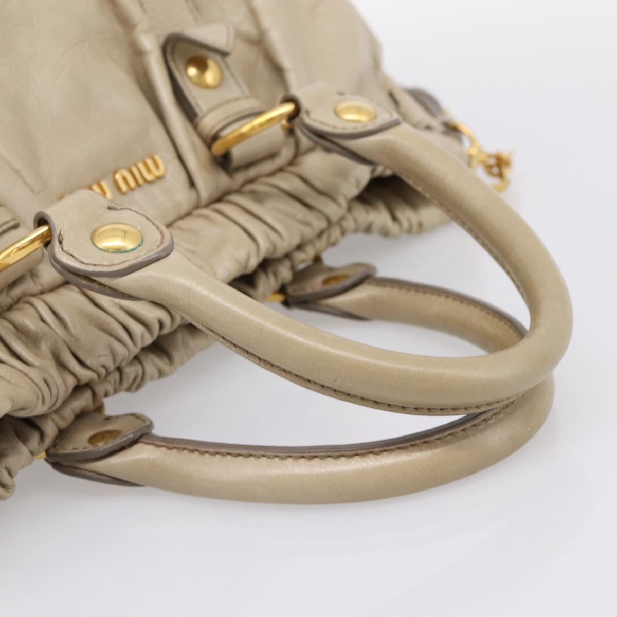 Miu Miu Hand Bag Leather 2way Beige Gold RT0383 Auth am12392V
