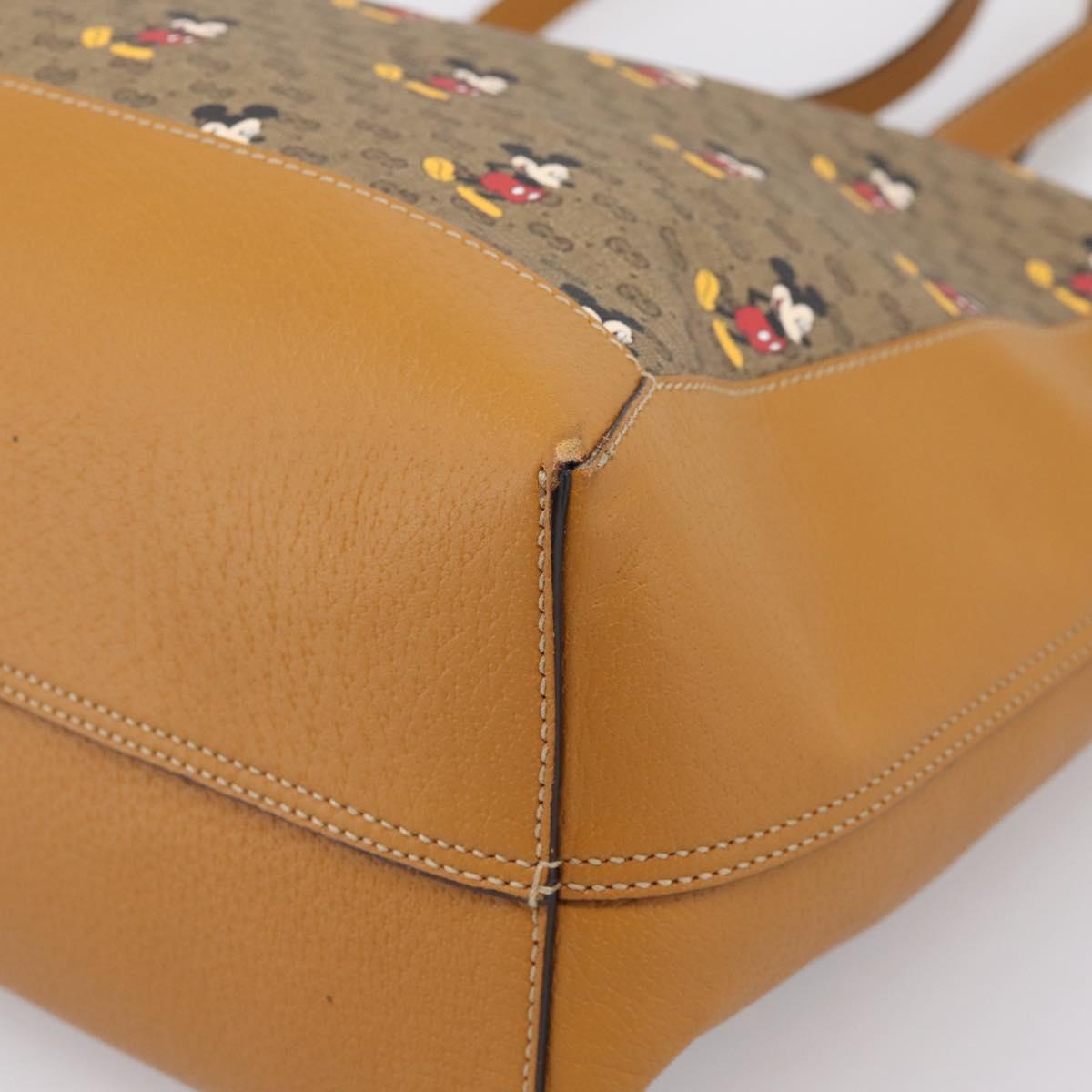 GUCCI GUCCIxDisney Micro GG Supreme Tote Bag PVC Beige Gold 547947 Auth am12393M