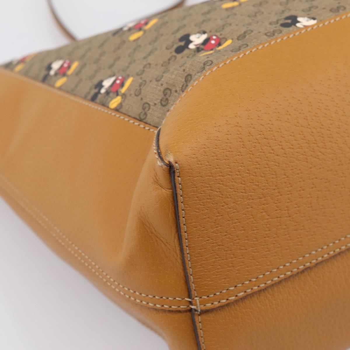 GUCCI GUCCIxDisney Micro GG Supreme Tote Bag PVC Beige Gold 547947 Auth am12393M