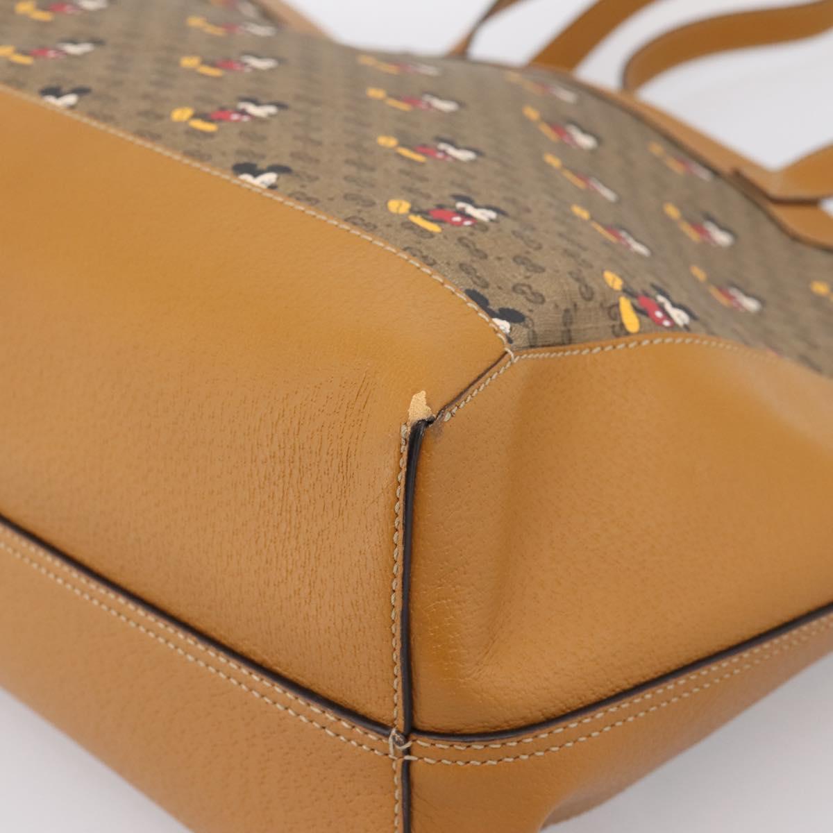 GUCCI GUCCIxDisney Micro GG Supreme Tote Bag PVC Beige Gold 547947 Auth am12393M