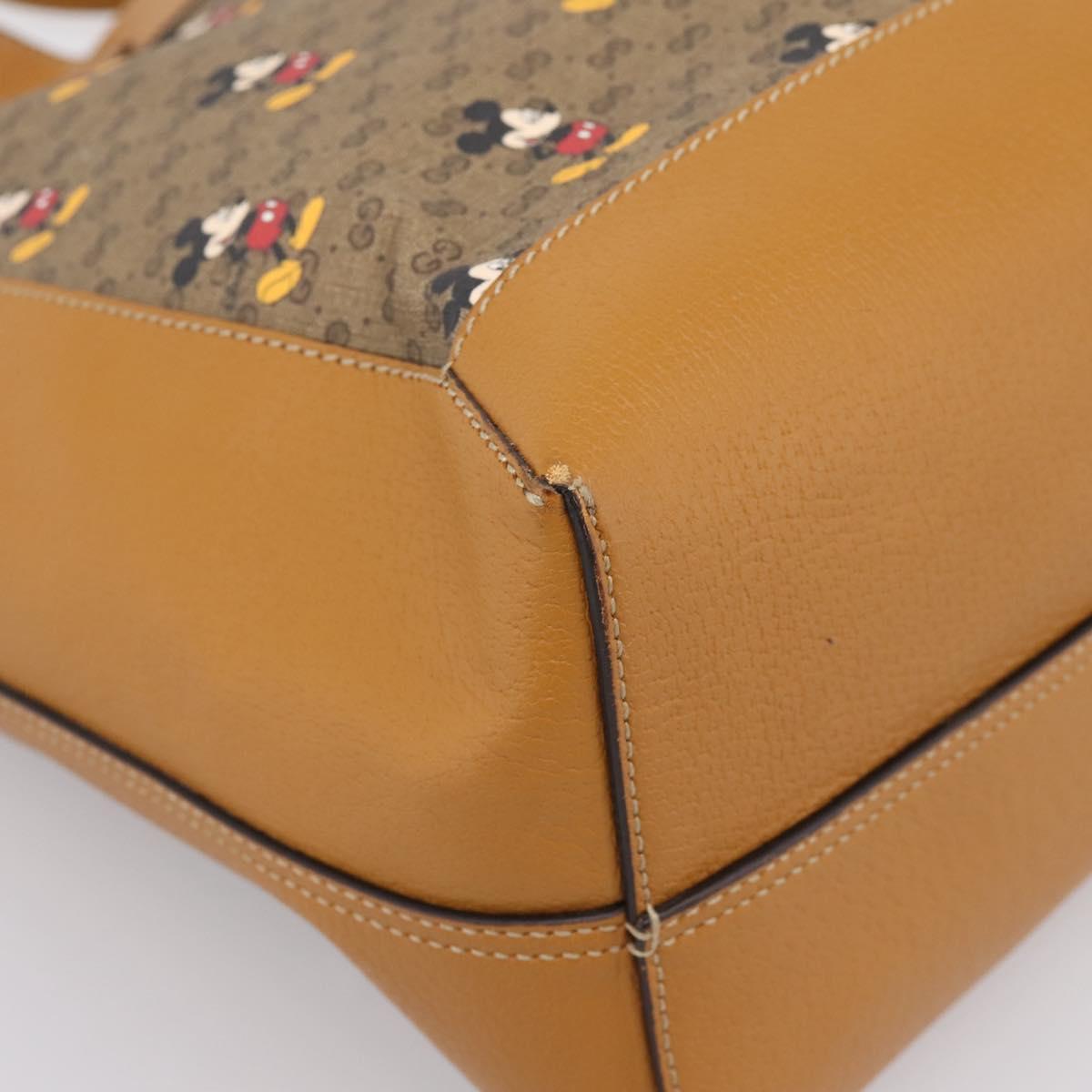 GUCCI GUCCIxDisney Micro GG Supreme Tote Bag PVC Beige Gold 547947 Auth am12393M