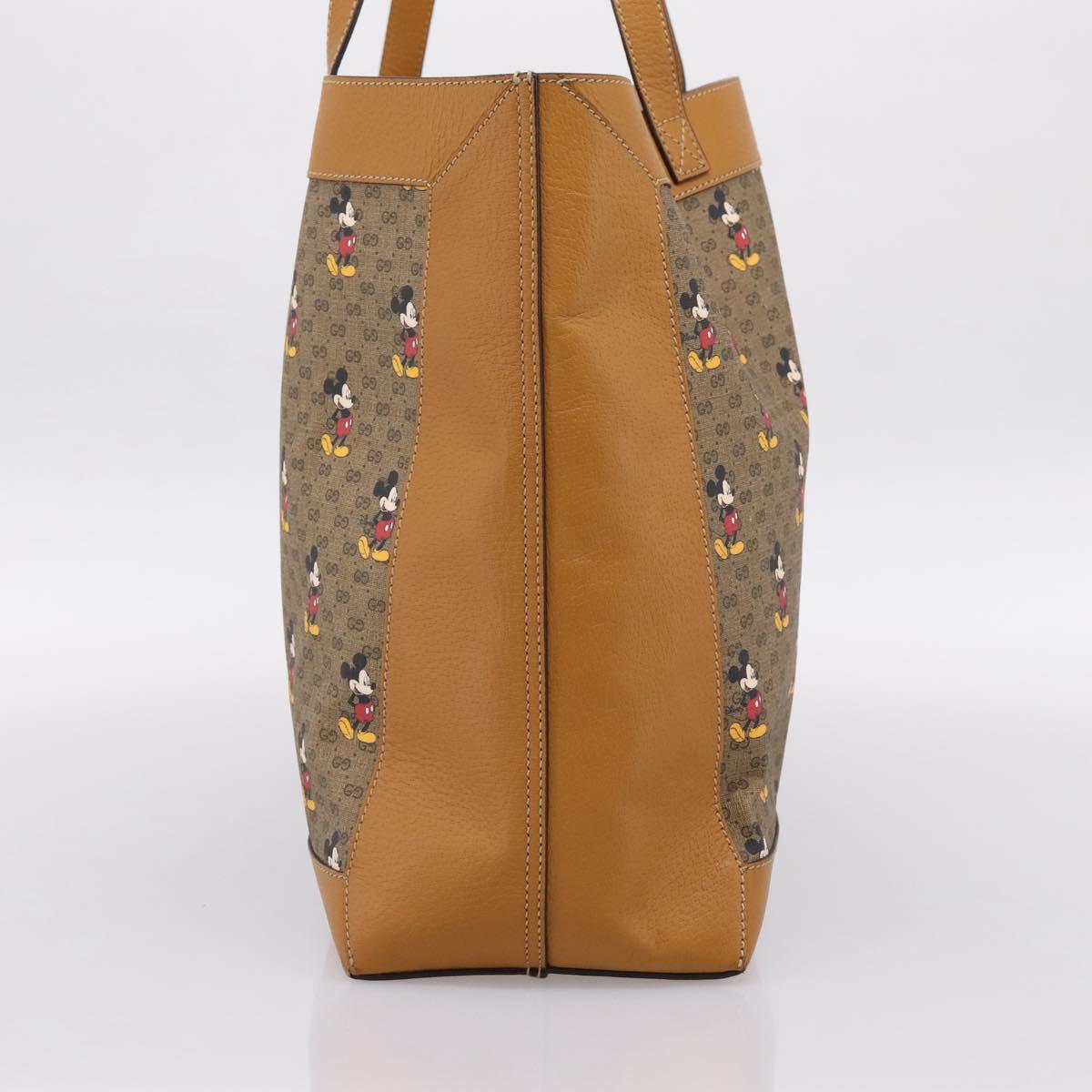 GUCCI GUCCIxDisney Micro GG Supreme Tote Bag PVC Beige Gold 547947 Auth am12393M