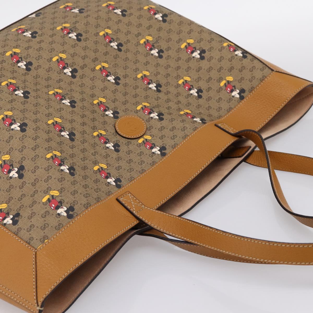 GUCCI GUCCIxDisney Micro GG Supreme Tote Bag PVC Beige Gold 547947 Auth am12393M