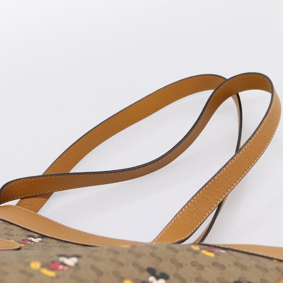 GUCCI GUCCIxDisney Micro GG Supreme Tote Bag PVC Beige Gold 547947 Auth am12393M