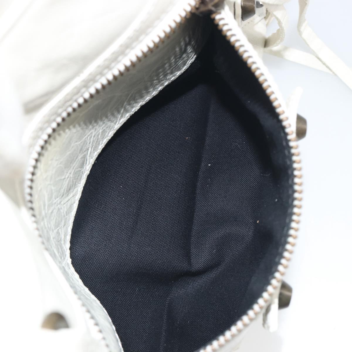 BALENCIAGA The box Hand Bag Leather 2way White 145694 Auth am12395V