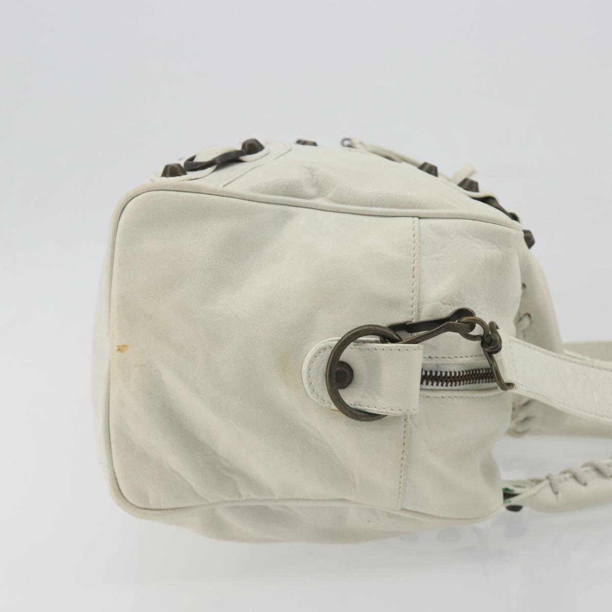 BALENCIAGA The box Hand Bag Leather 2way White 145694 Auth am12395V