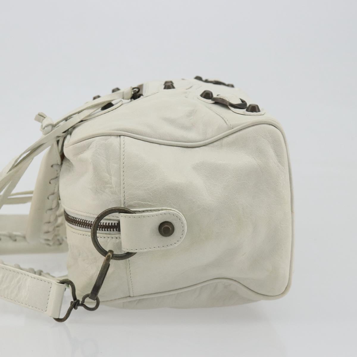 BALENCIAGA The box Hand Bag Leather 2way White 145694 Auth am12395V