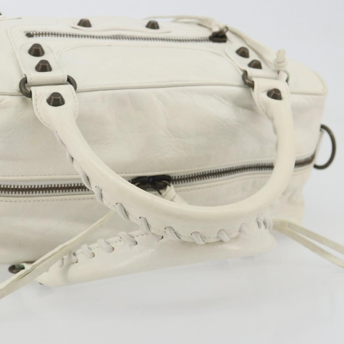 BALENCIAGA The box Hand Bag Leather 2way White 145694 Auth am12395V