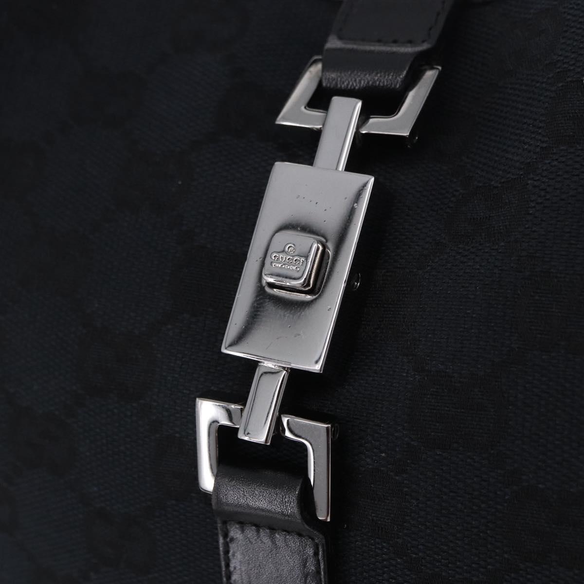 GUCCI GG Canvas Jackie Shoulder Bag Black Silver 001 3306 2684 Auth am12397V