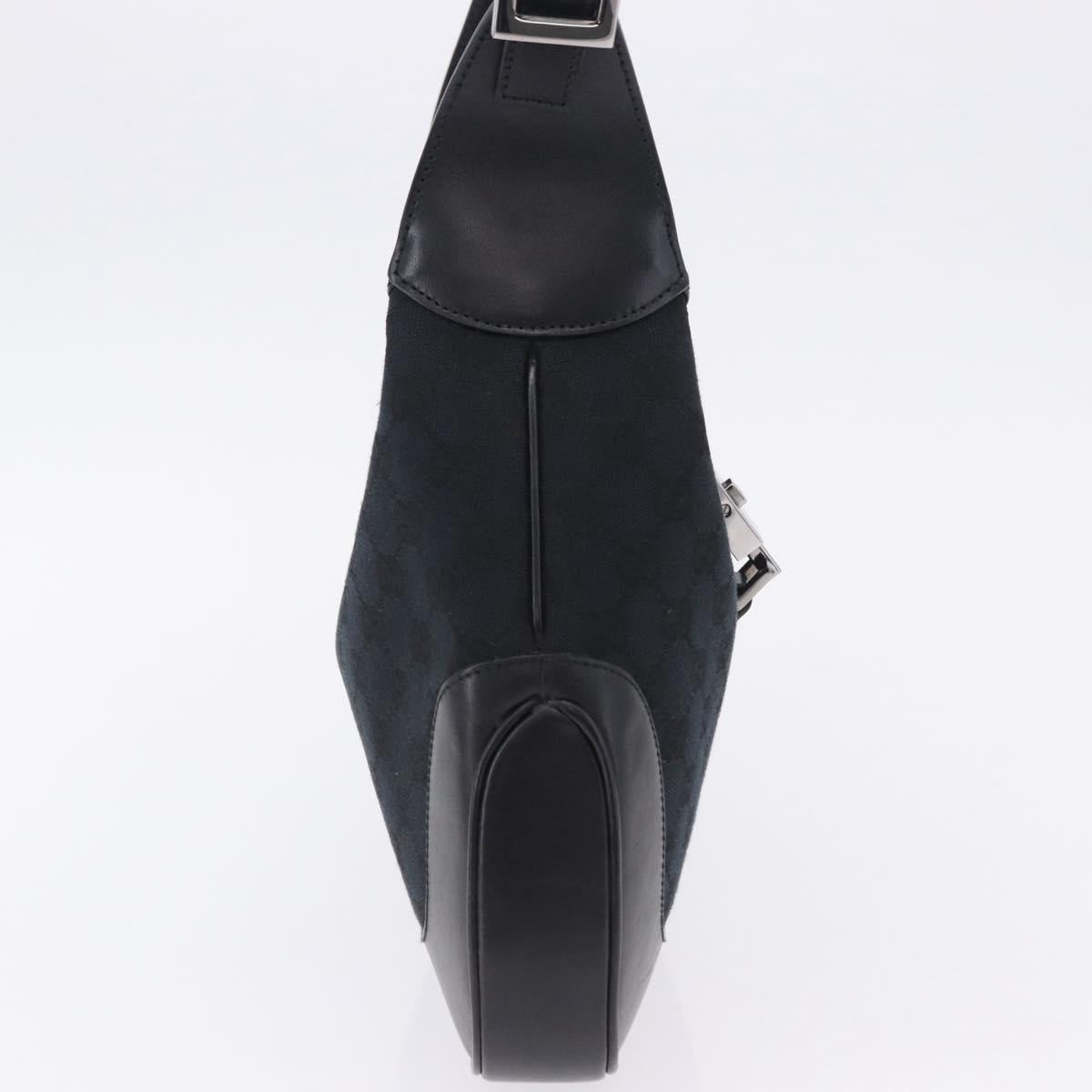 GUCCI GG Canvas Jackie Shoulder Bag Black Silver 001 3306 2684 Auth am12397V