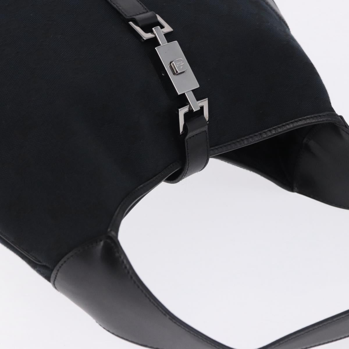 GUCCI GG Canvas Jackie Shoulder Bag Black Silver 001 3306 2684 Auth am12397V