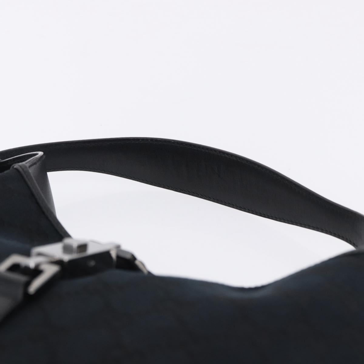 GUCCI GG Canvas Jackie Shoulder Bag Black Silver 001 3306 2684 Auth am12397V