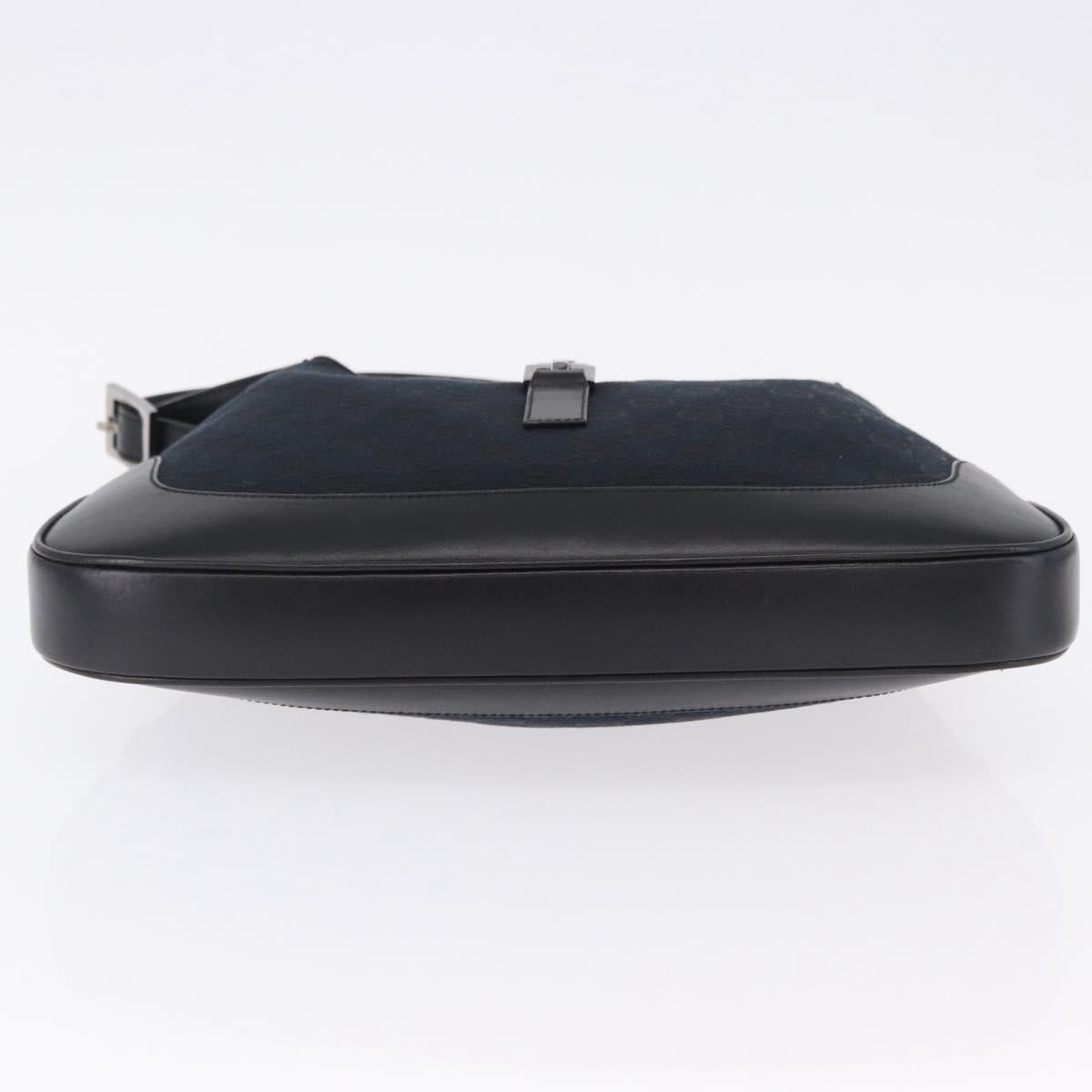 GUCCI GG Canvas Jackie Shoulder Bag Black Silver 001 3306 2684 Auth am12397V