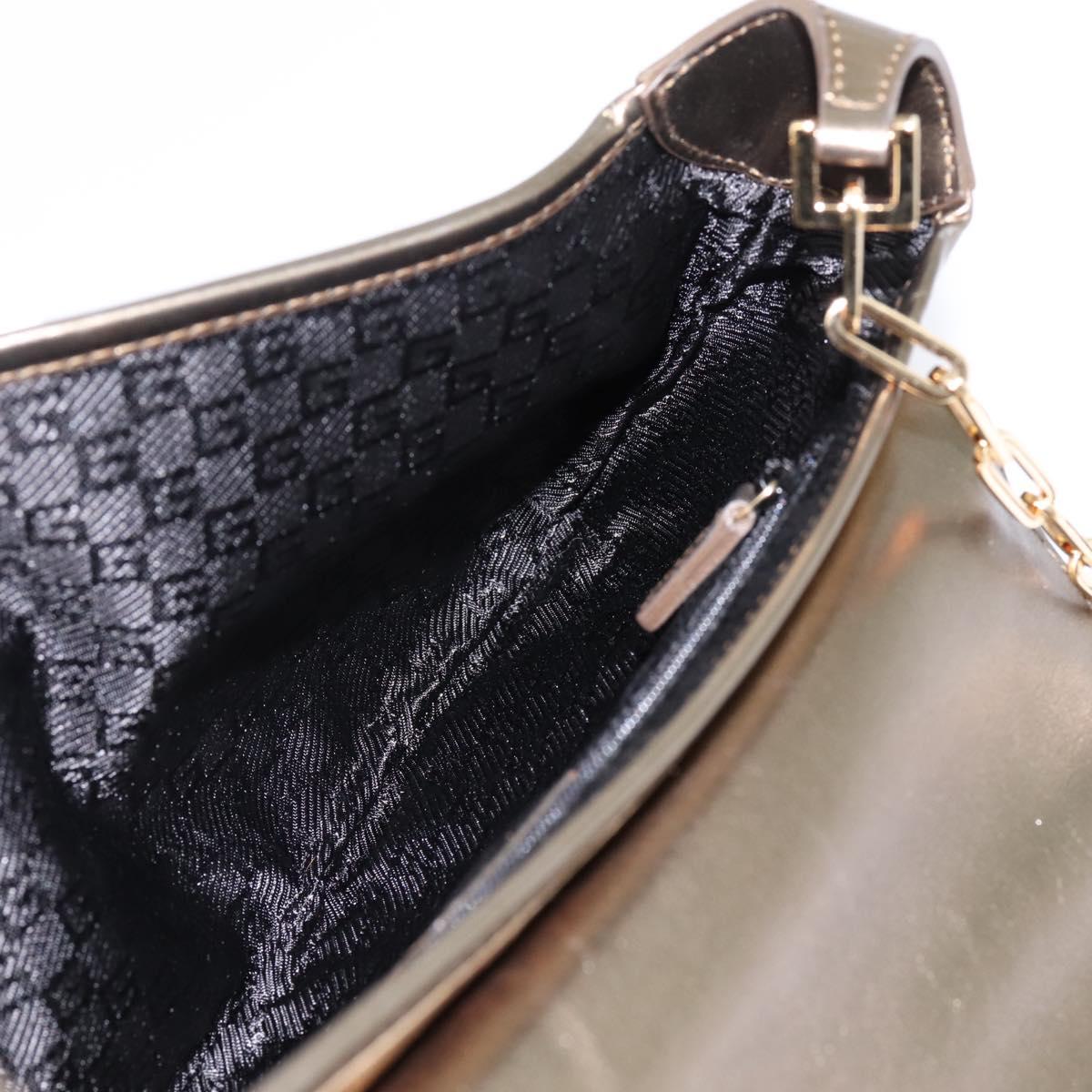 GUCCI Animalier Tiger Head Chain Bag Leather Gold 001 4113 2123 Auth am12398V