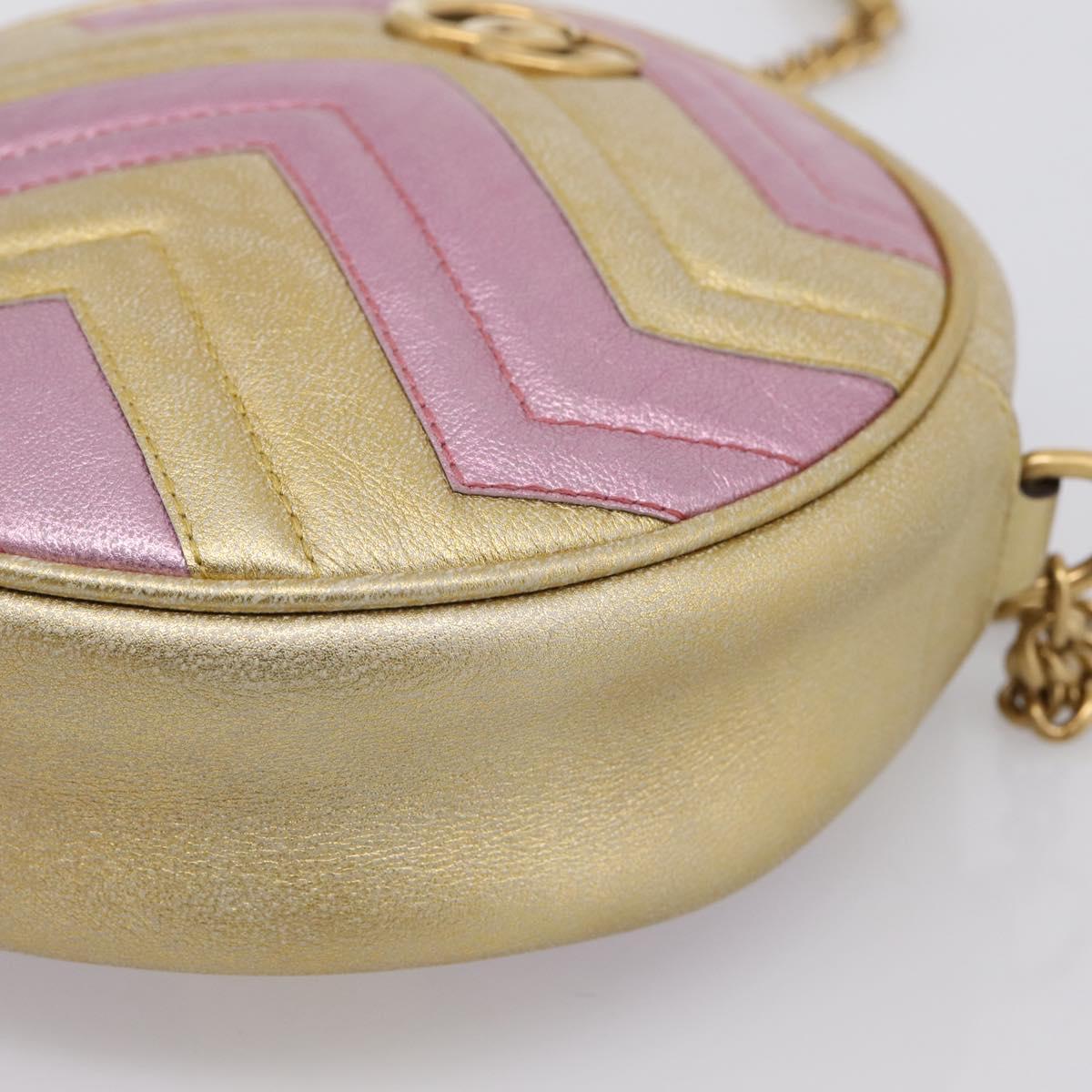 GUCCI Chain Shoulder Bag Leather Gold 550154 Auth am12399V