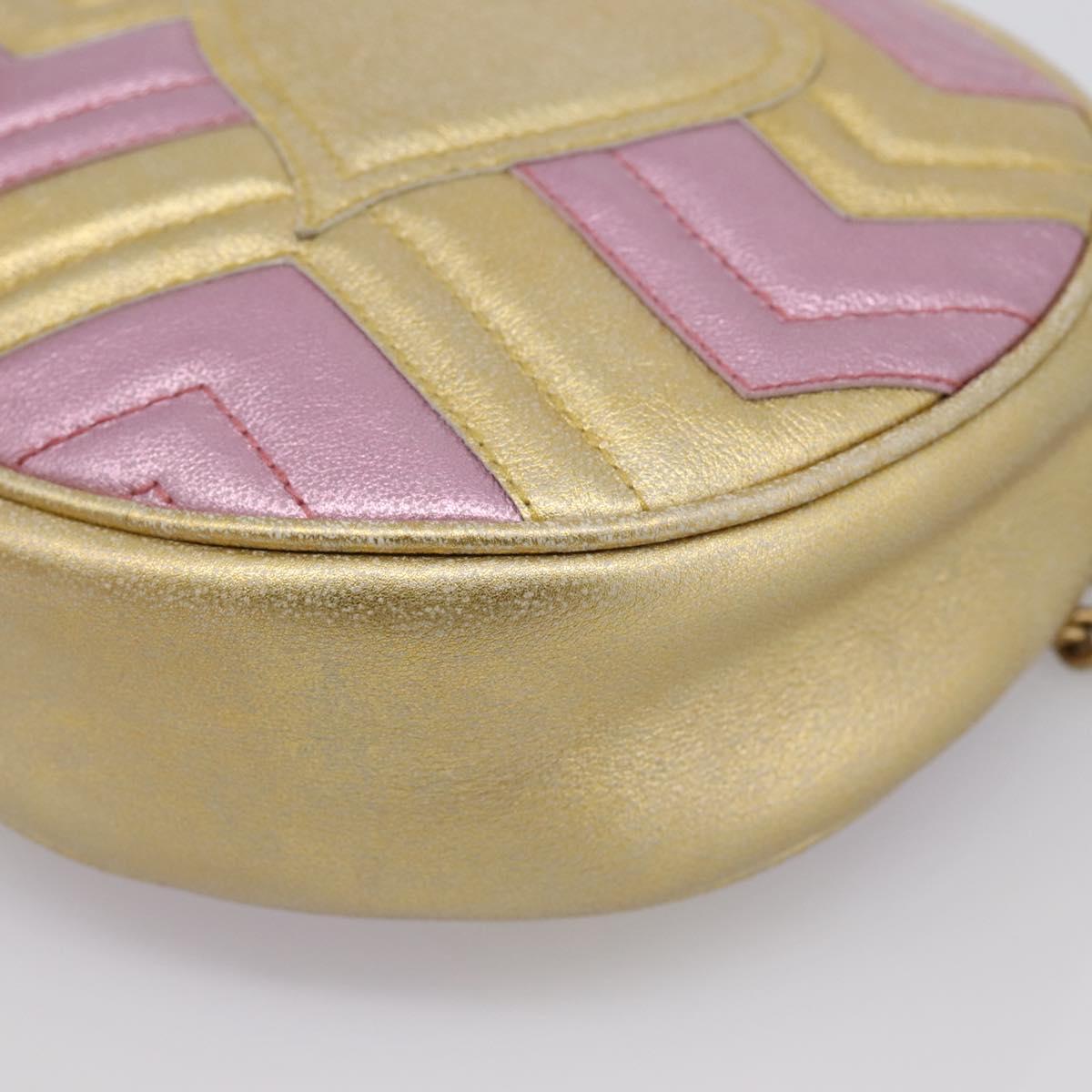GUCCI Chain Shoulder Bag Leather Gold 550154 Auth am12399V