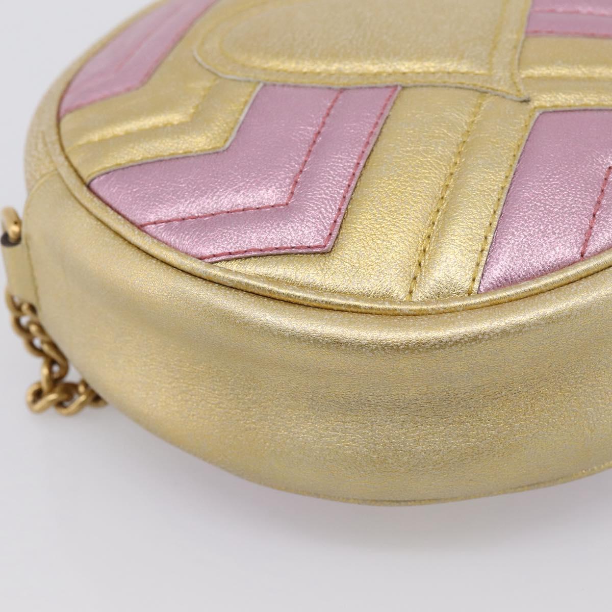 GUCCI Chain Shoulder Bag Leather Gold 550154 Auth am12399V