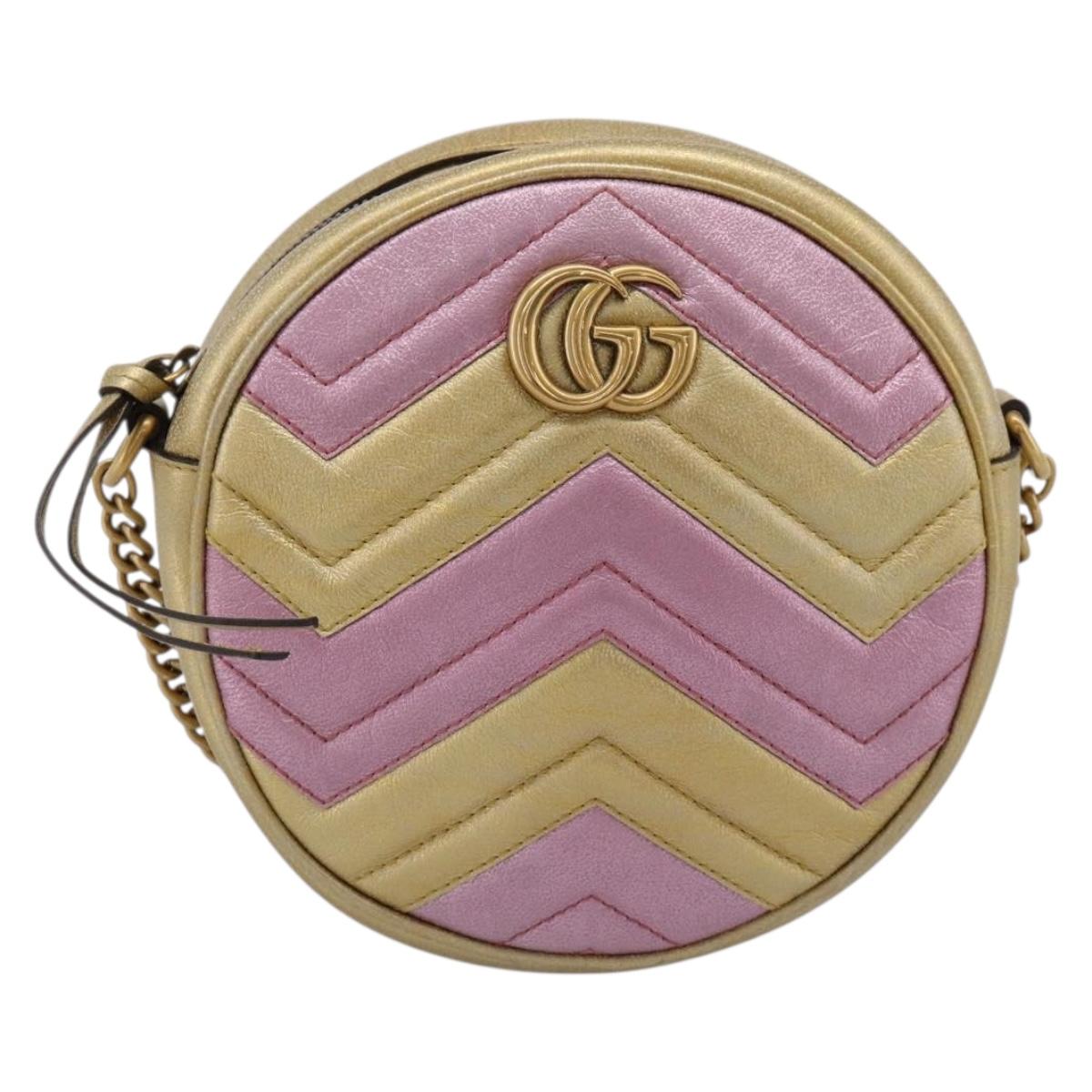 GUCCI Chain Shoulder Bag Leather Gold 550154 Auth am12399V