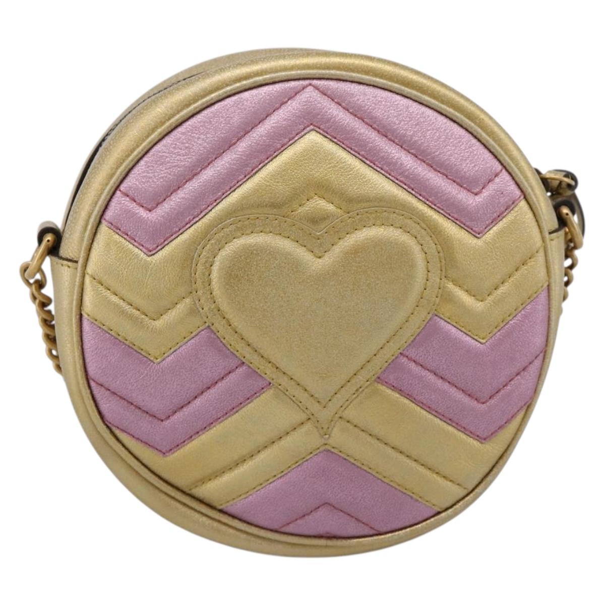 GUCCI Chain Shoulder Bag Leather Gold 550154 Auth am12399V