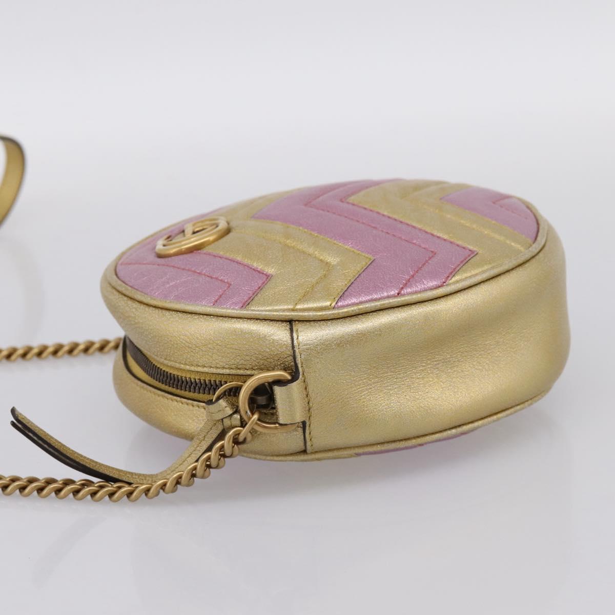 GUCCI Chain Shoulder Bag Leather Gold 550154 Auth am12399V