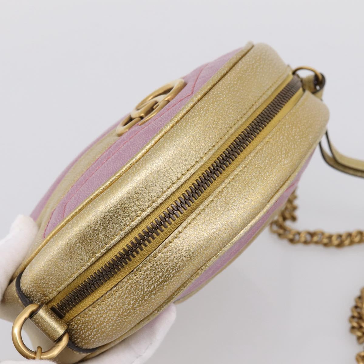 GUCCI Chain Shoulder Bag Leather Gold 550154 Auth am12399V