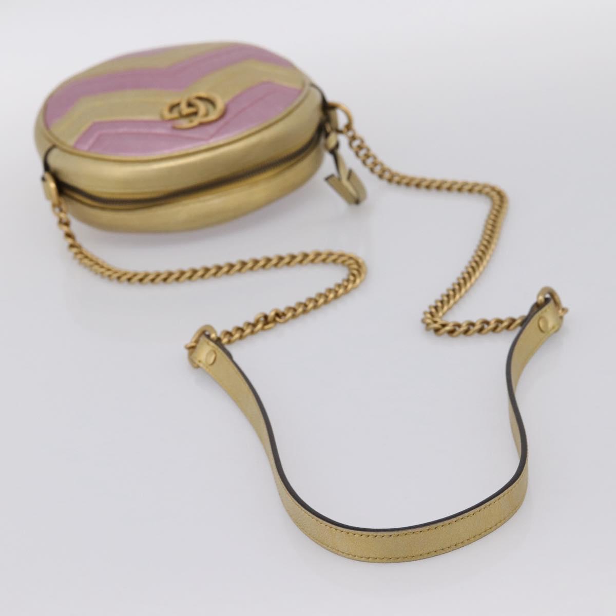 GUCCI Chain Shoulder Bag Leather Gold 550154 Auth am12399V