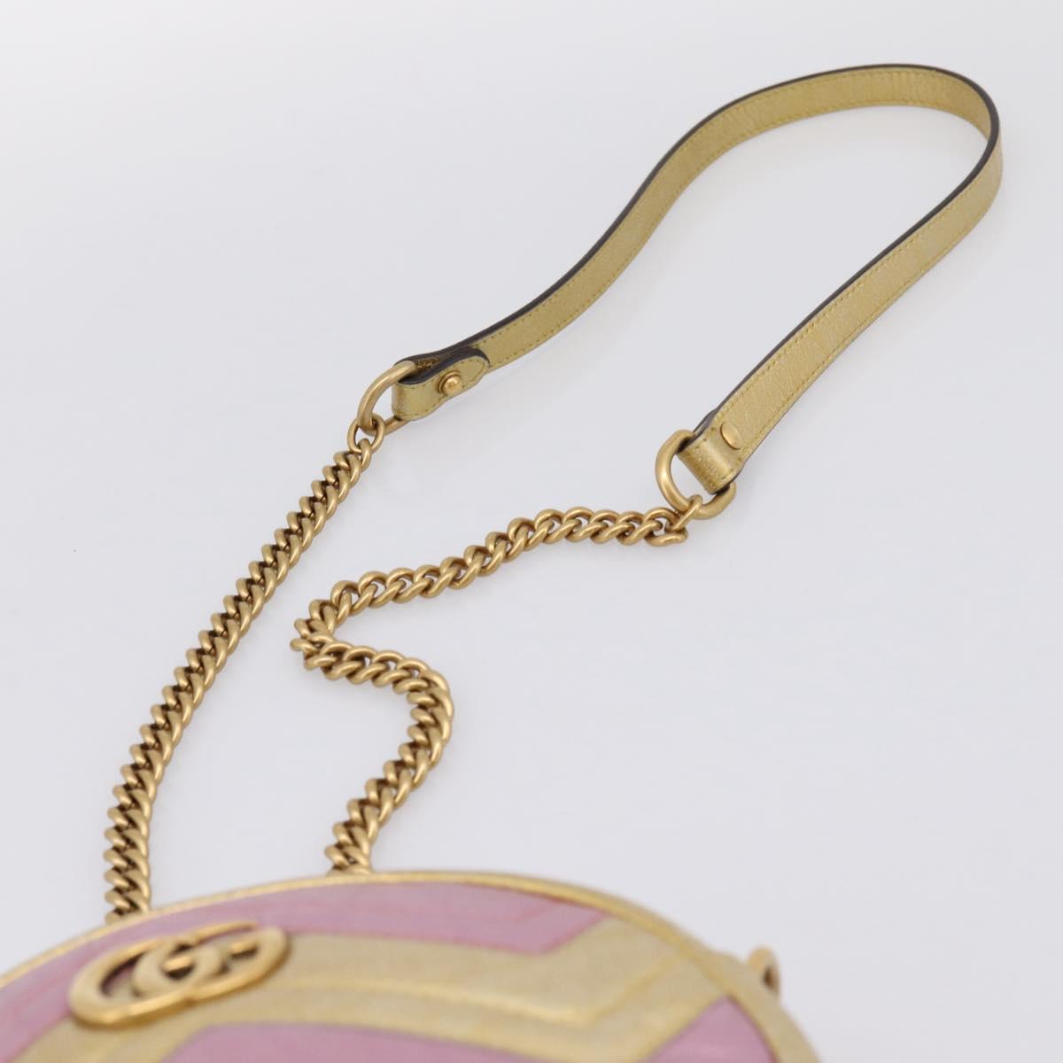 GUCCI Chain Shoulder Bag Leather Gold 550154 Auth am12399V