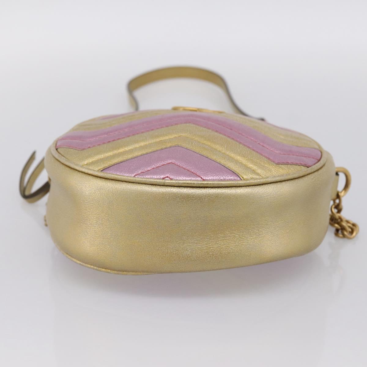 GUCCI Chain Shoulder Bag Leather Gold 550154 Auth am12399V
