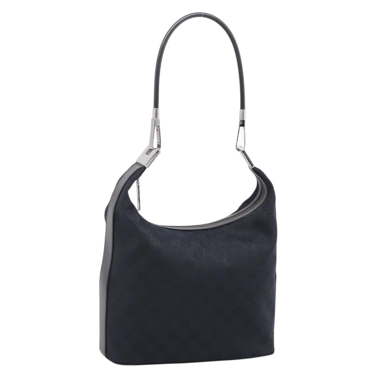 GUCCI GG Canvas Shoulder Bag Black Silver 001 3814 Auth am12400V