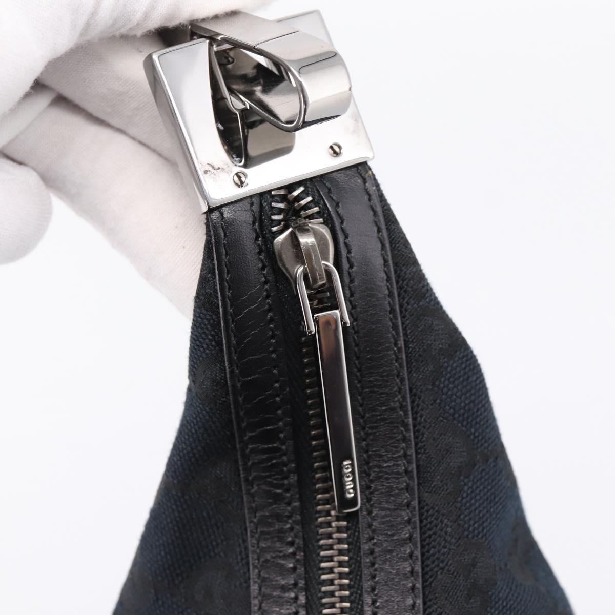GUCCI GG Canvas Shoulder Bag Black Silver 001 3814 Auth am12400V