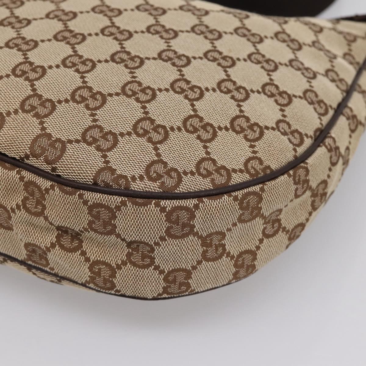 GUCCI GG Canvas Shoulder Bag Beige Silver 122790 Auth am12405V