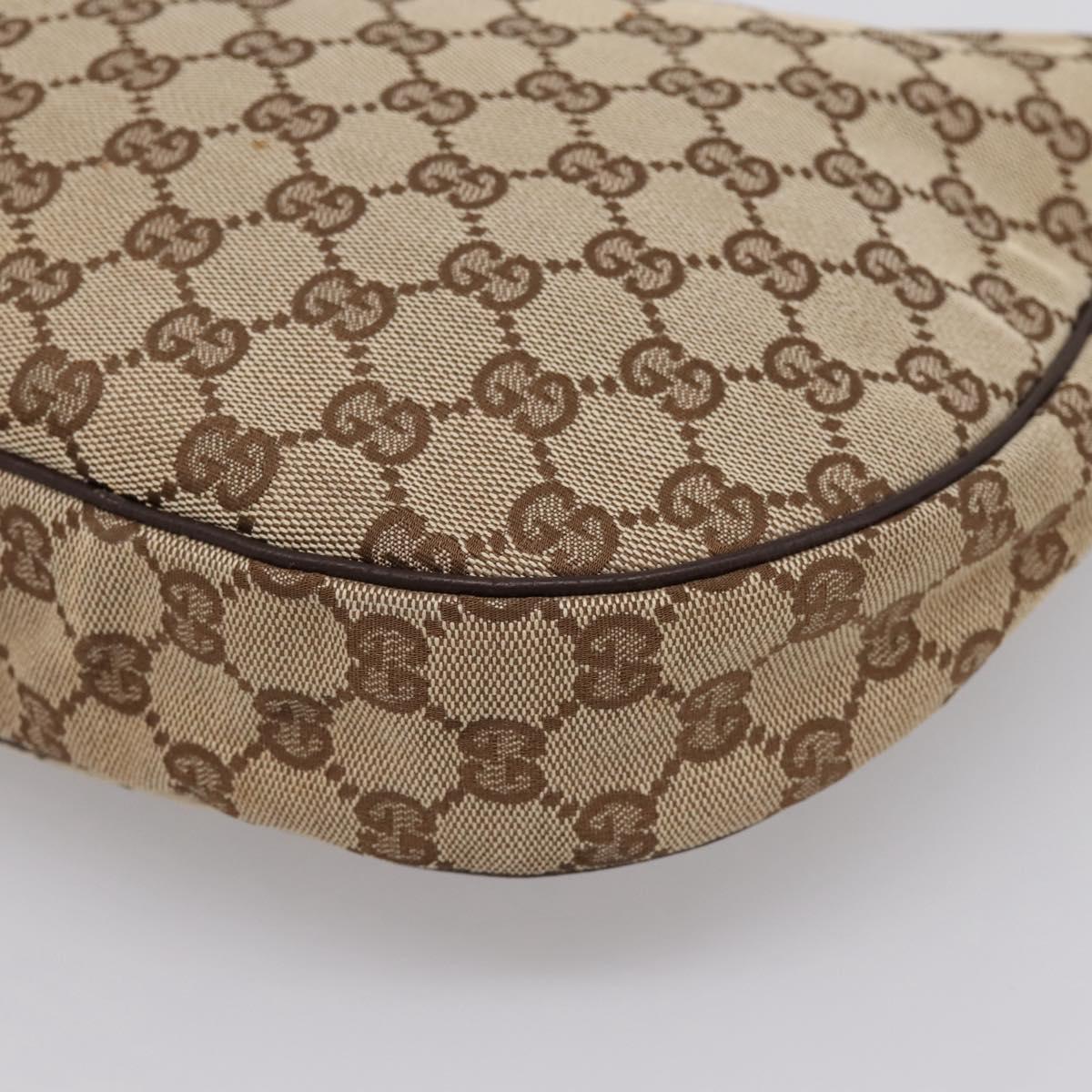 GUCCI GG Canvas Shoulder Bag Beige Silver 122790 Auth am12405V