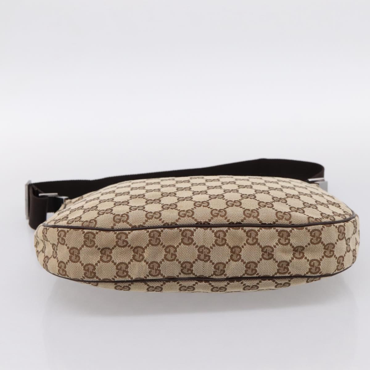 GUCCI GG Canvas Shoulder Bag Beige Silver 122790 Auth am12405V