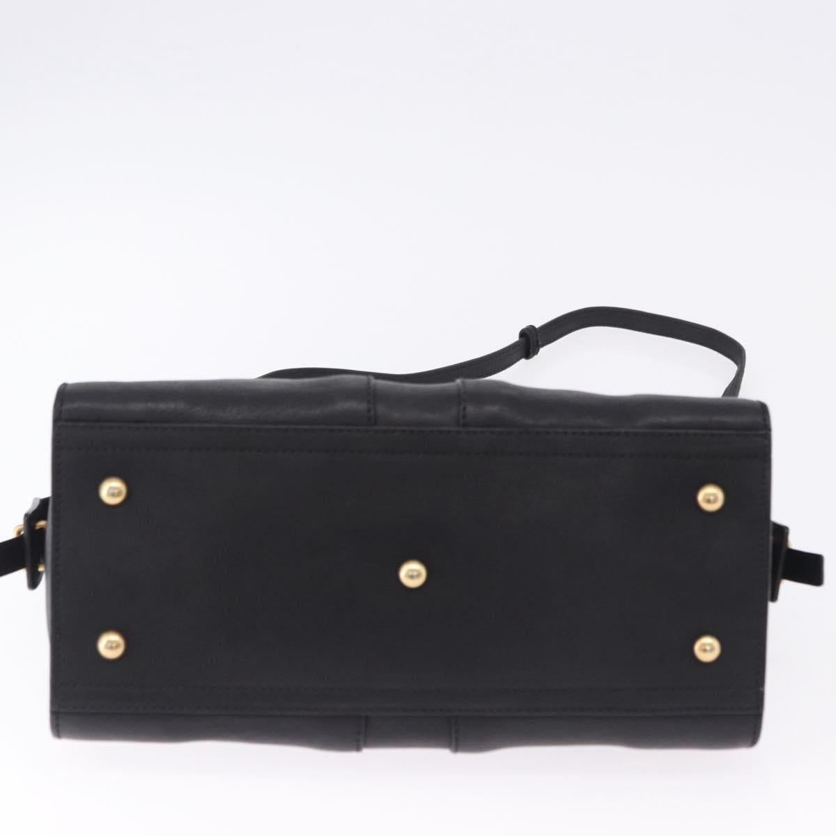SAINT LAURENT Cabas Hand Bag Leather 2way Black Gold Auth am12406V