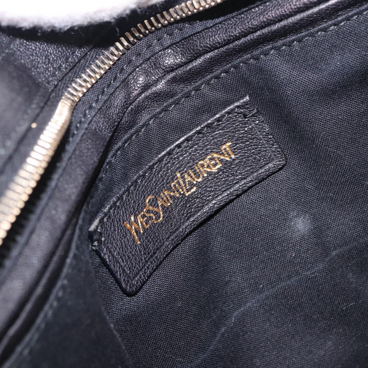 SAINT LAURENT Cabas Hand Bag Leather 2way Black Gold Auth am12406V