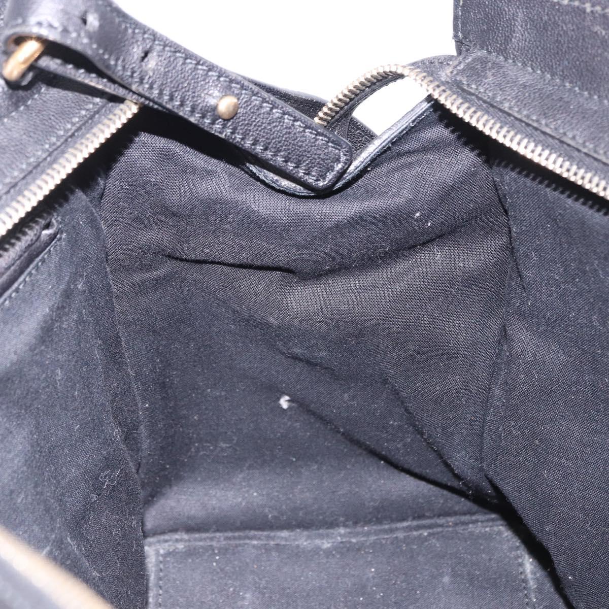 SAINT LAURENT Cabas Hand Bag Leather 2way Black Gold Auth am12406V